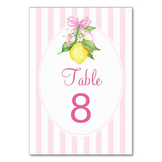Coquette Pink Lemons Baby Shower Table Number