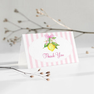 Coquette Pink Lemons Baby Shower Thank You Card