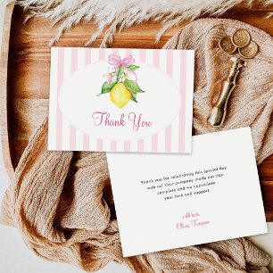 Coquette Pink Lemons Baby Shower Thank You Card