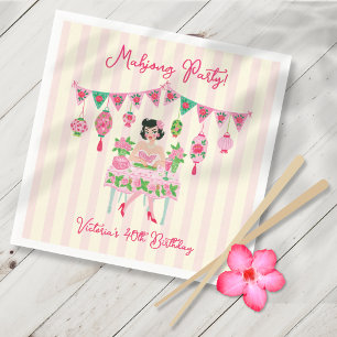 Coquette Pink Mahjong Party Game Night for Girls Napkin