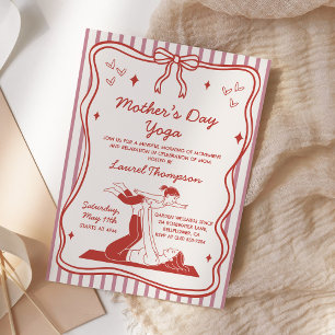 Coquette Pink Mother's Day Yoga Party Invitation