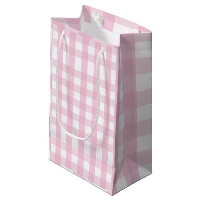Coquette Pink Plaid Small Gift Bag (Front Angled)