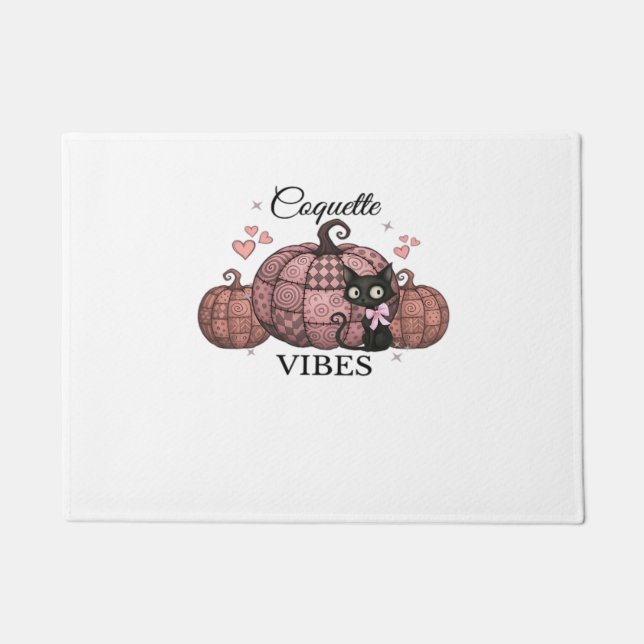 Coquette Pink Pumpkin Cat Classic T-Shirt Doormat (Front)
