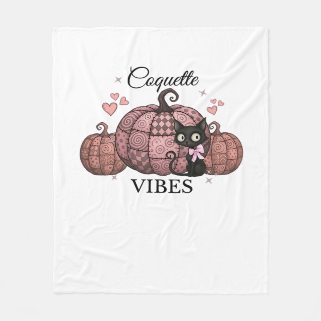 Coquette Pink Pumpkin Cat Classic T-Shirt Fleece Blanket (Front)