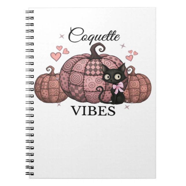 Coquette Pink Pumpkin Cat Classic T-Shirt Notebook (Front)