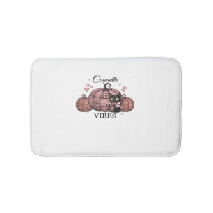 Coquette Pink Pumpkin Cat Oversized T-Shirt Bath Mat