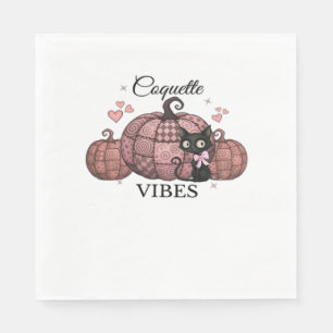 Coquette Pink Pumpkin Cat Oversized T-Shirt Napkin