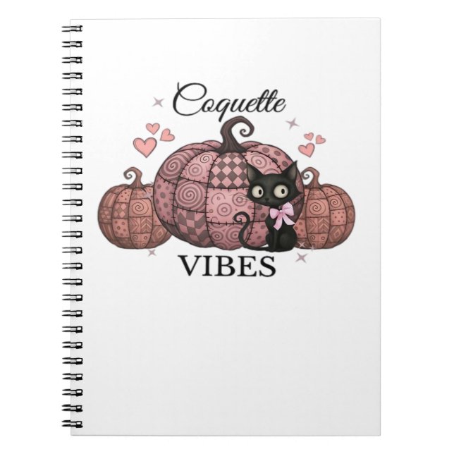Coquette Pink Pumpkin Cat Oversized T-Shirt Notebook (Front)