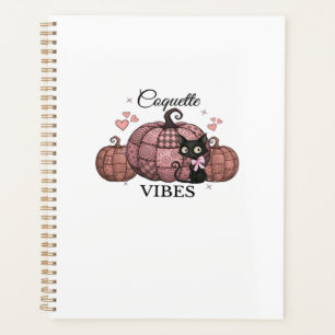 Coquette Pink Pumpkin Cat Oversized T-Shirt Planner