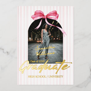 Coquette Pink Ribbon Arch Photo Graduation