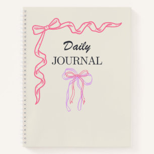 Coquette Pink Ribbon Bow Daily Journal