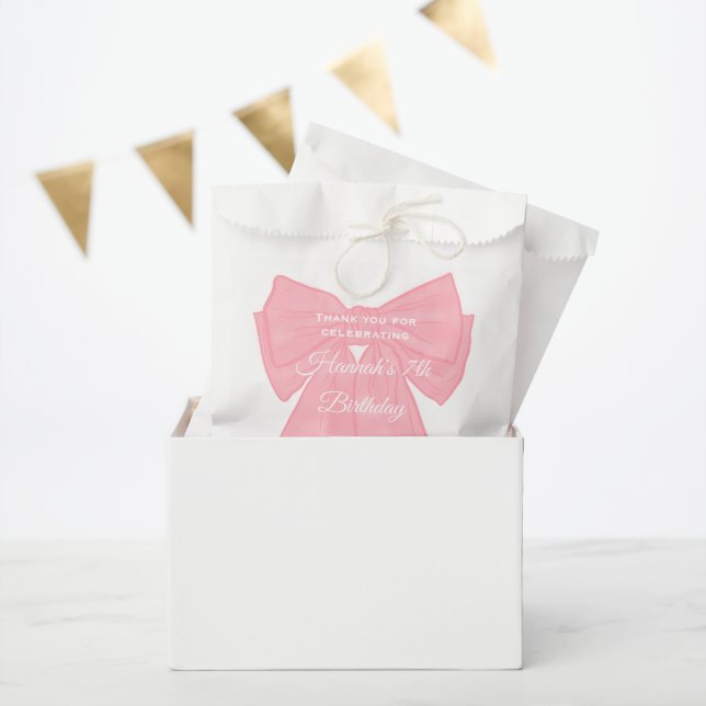 Coquette Pink Ribbon Bow Favour Bags (Party)