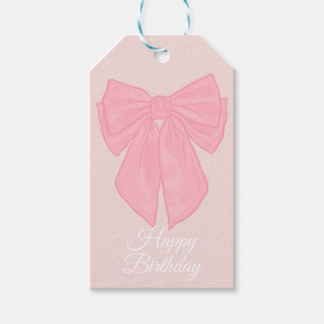 Coquette Pink Ribbon Bow Gift Tags (Front)