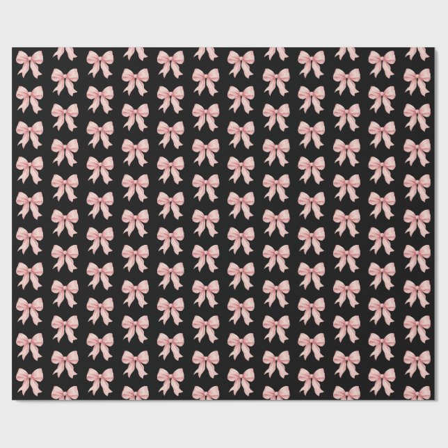 Coquette Pink Ribbon Bow Pattern Wrapping Paper (Flat)