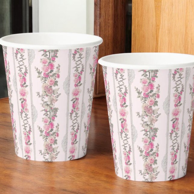 Coquette Pink Shabby Chick Love Shack Girly Toile Paper Cups (Creator Uploaded)