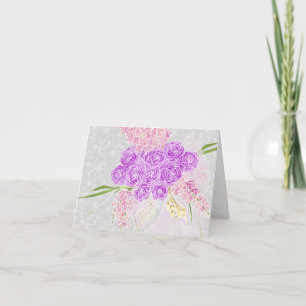 Coquette Pink sheer bow and Bouquet Thank You Card