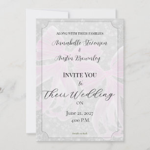 Coquette pink Sheer bow Bouquet Wedding Invitation