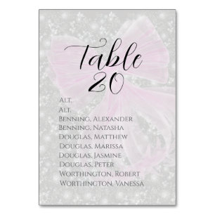 Coquette Pink Sheer bow -Table Assignment Table Number