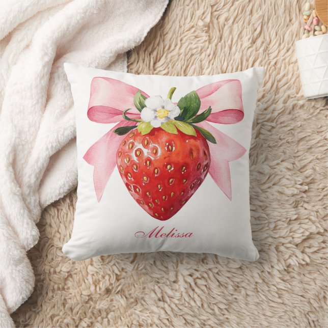 Coquette Pink Strawberry Cushion (Blanket)
