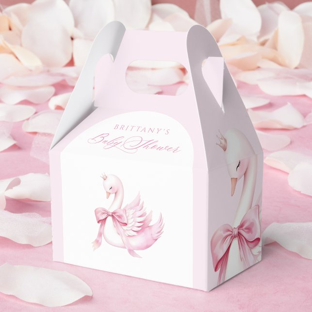 Coquette Pink Swan Baby Shower Favour Box (Creator Uploaded)