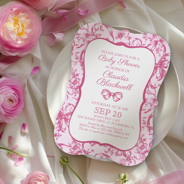 Coquette Pink Toile Baby Shower Invitation (Creator Uploaded)