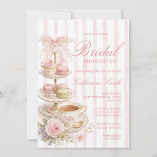 Coquette Pink Vintage Tea Party Bridal Shower Invitation