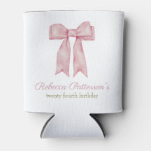 Coquette Pink Watercolor Bow Feminine Bday Party