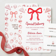 Coquette Pizza Special Delivery Baby Shower