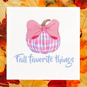 Coquette Plaid Pumpkin Fall Favourite Things Party Napkin