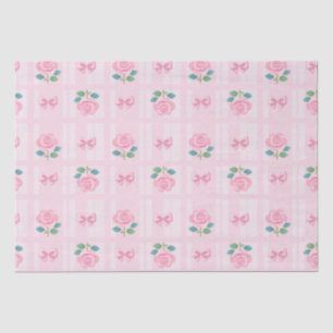 Coquette Plaid Ribbon & Rose Pink Tissue Paper