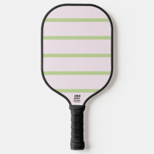 Coquette Preppy Chic Pastel Green And Pink Stripes Pickleball Paddle