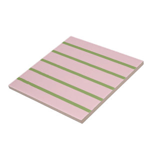 Coquette Preppy Chic Pastel Green And Pink Stripes Tile