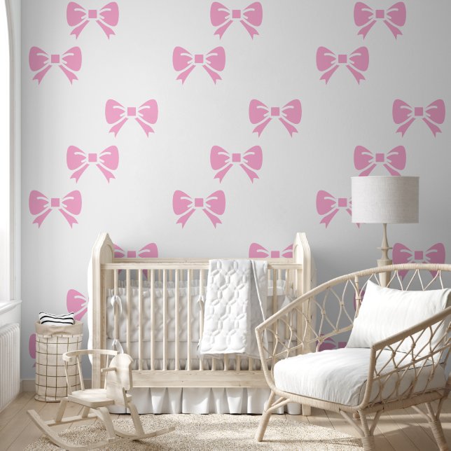 Coquette Preppy Pink Bow Baby Girl Kids Wallpaper (Kids)
