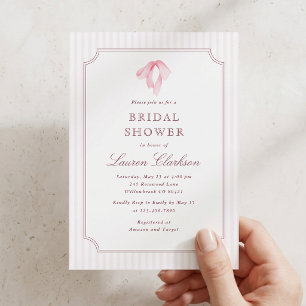 Coquette Preppy Pink Bridal Shower Invitation