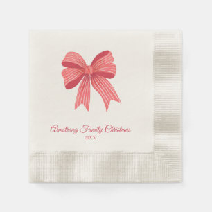 Coquette Preppy Red Bow Christmas Party Napkins