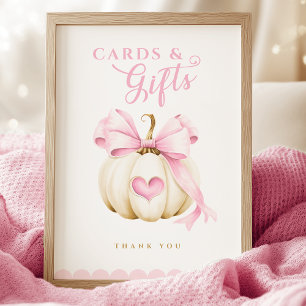 Coquette Pumpkin Baby Shower Cards and Gifts Sign 