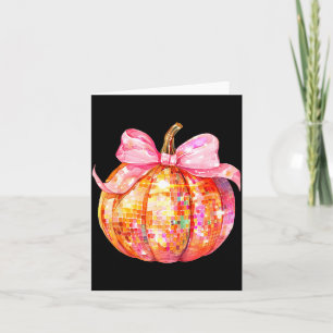 Coquette Pumpkin Bow Disco Ball Cute Girly Hallowe Card