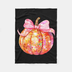 Coquette Pumpkin Bow Disco Ball Cute Girly Hallowe Fleece Blanket