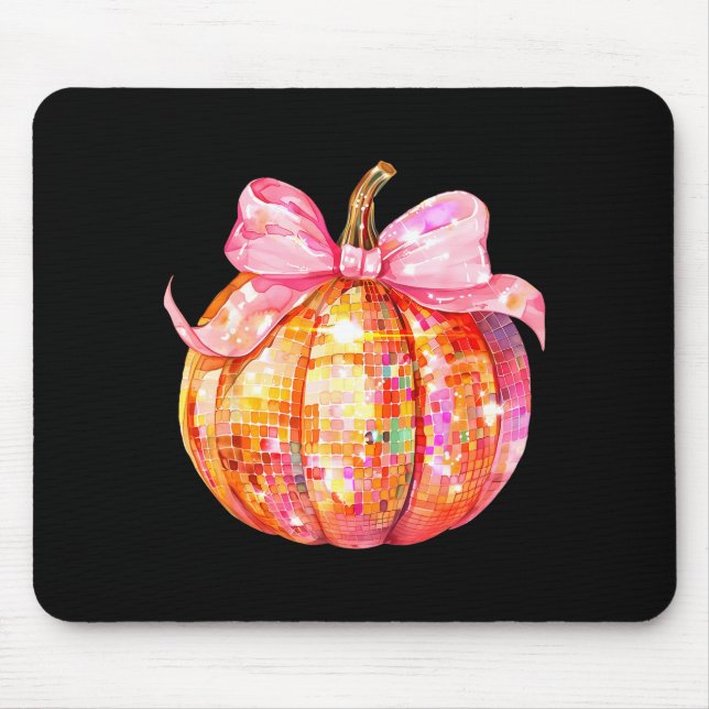 Coquette Pumpkin Bow Disco Ball Cute Girly Hallowe Mouse Mat (Front)