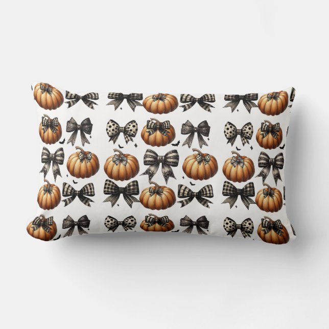 Coquette Pumpkin Bow Pillow (Front)