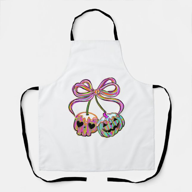 Coquette Pumpkin Cherries Halloween Apron (Front)
