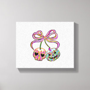 Coquette Pumpkin Cherries Halloween Canvas Print