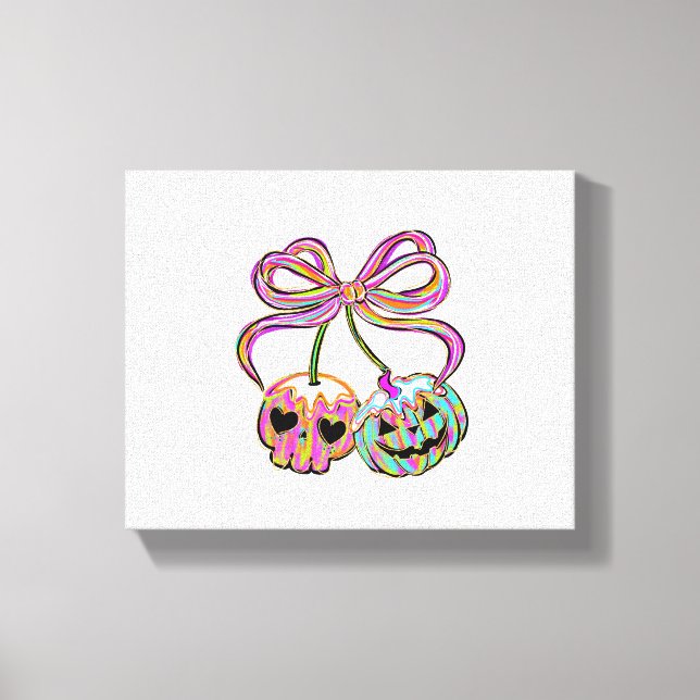 Coquette Pumpkin Cherries Halloween Canvas Print (Front)