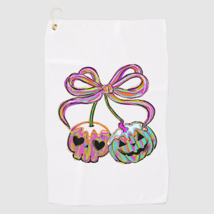 Coquette Pumpkin Cherries Halloween Golf Towel