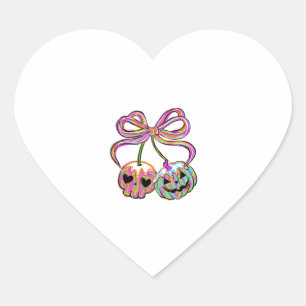 Coquette Pumpkin Cherries Halloween Heart Sticker