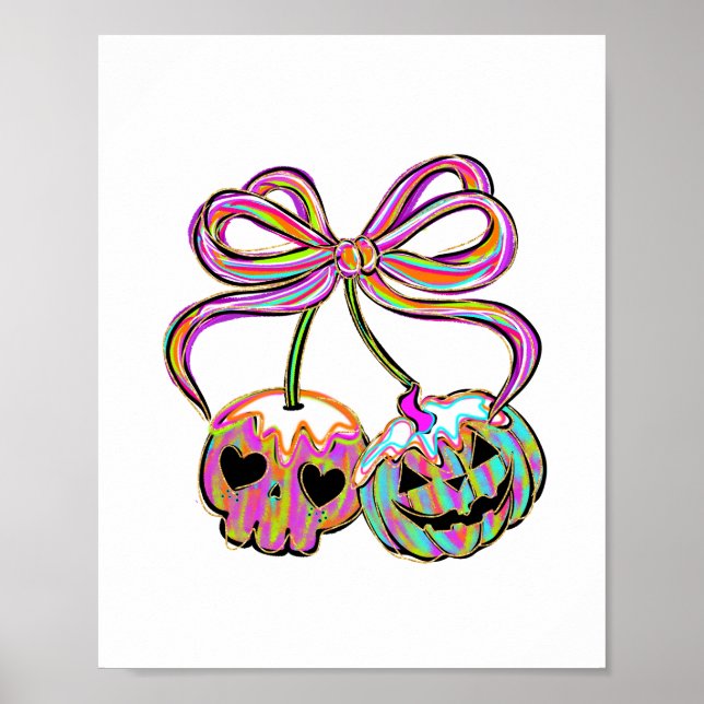 Coquette Pumpkin Cherries Halloween Poster (Front)