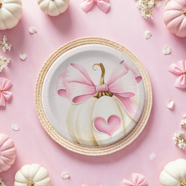 Coquette Pumpkin Pink Paper Plates (Creator Uploaded)
