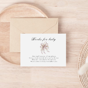 Coquette purple bow baby shower Books for baby Enclosure Card