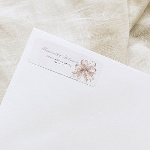 Coquette purple bow baby shower Return Address