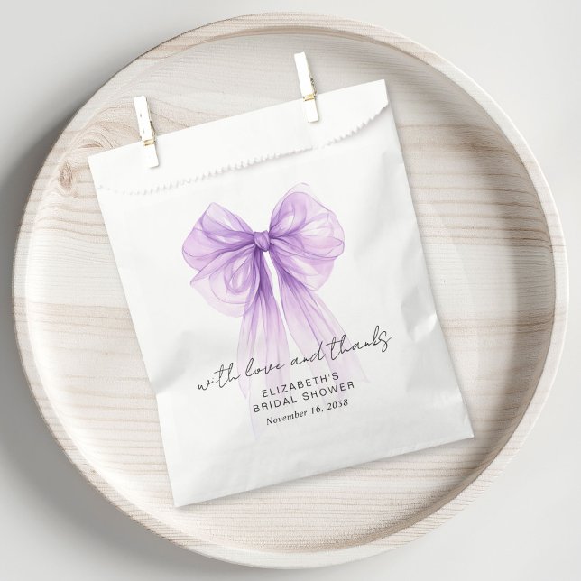 Coquette Purple Bow Bridal Shower Thank You Favour Bags (Coquette Purple Bow Bridal Shower Thank You Favor Bag)